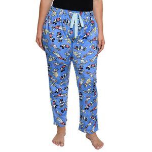 Disney Mickey Mouse & Friends Lounge Pajama Pants Plush Womens Plus Size Blue